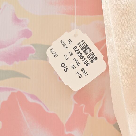 Vtg VICTORIAS SECRET Robe Womens Size OS Gold Label Cream Floral Satin Deadstock - Picture 6 of 13
